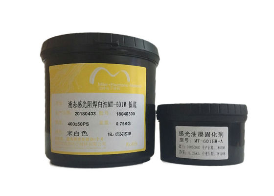 Κίνα Δύο πακέτων μελανιών PCB UV φωτοευαίσθητη άσπρη μάσκα ύλης συγκολλήσεως χρώματος ιάσιμη για τις διπλές πλευρές PCB προμηθευτής